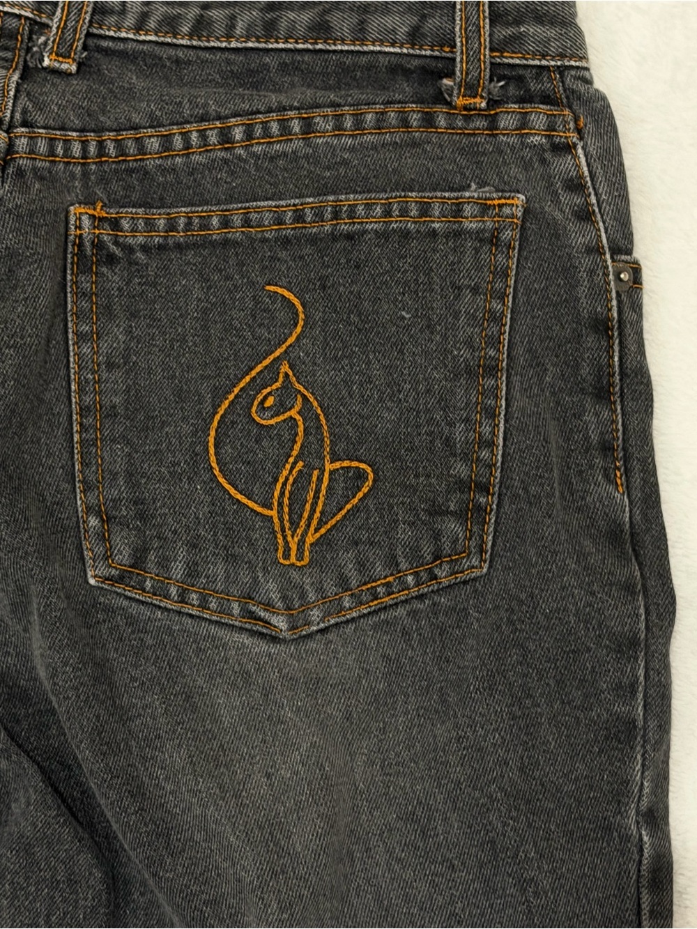 Vintage Y2K Baby Phat Black Flare Jeans Embroidered Cat Size 7